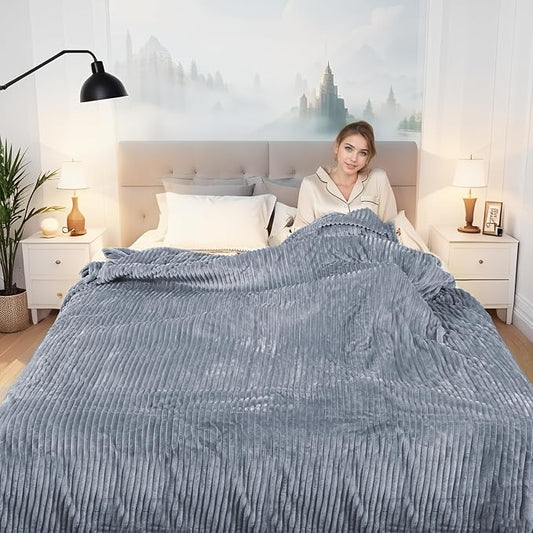 Electric Heated Blanket Full Size 72"x84" with Cozy Flannel, 6 Heat Settings & 10 Hours Auto Off, Soft & Cozy Warming Throw for Home, Office, or Bed, Machine Washable, Grey