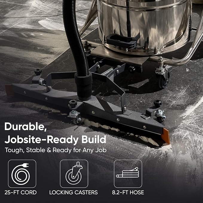 Dapper Supply 21 Gallon Heavy-Duty Industrial Wet/Dry Vacuum, Dual Motor, 3.3 HP, 222 CFM, 27" Squeegee, 120V/20A Plug, 2 Year Warranty - Ideal for Construction Sites, Warehouses & Industrial Cleanup