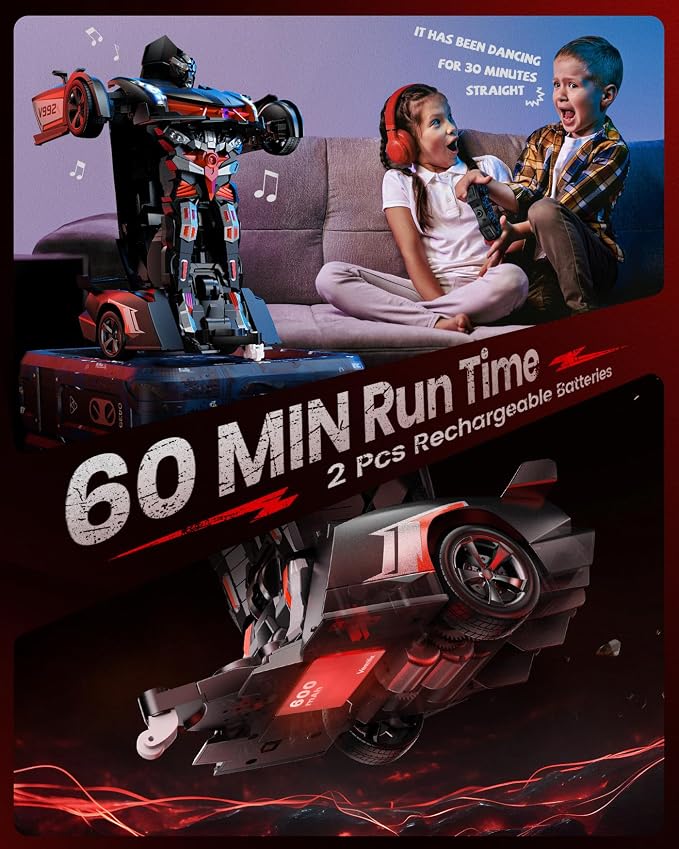 Veeniix V992 Transform Robot RC Car, 1:14 Scale, 2-in-1 Robot Toy Car with Sound & Light Effects, Gesture Sensing, Automatic Deformation, Ideal Gift for Boys and Girls