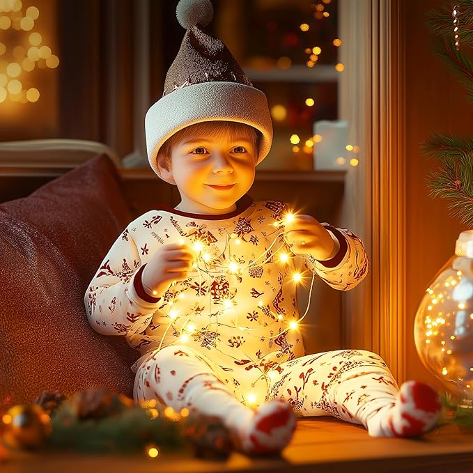 Minetom Fairy Lights Plug in, 33Ft 100 LEDs Waterproof Silver Wire Firefly Lights, Adaptor Included, Starry String Lights for Wedding Indoor Outdoor Christmas Patio Ramadan Decorations, Warm White