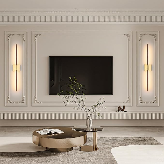 Morauroral 30″ Walnut Battery Operated Wall Sconces with Remote Control, Rechargeable Wall Sconces Set of 2, LED Sconces Wall Lighting, Wireless Wall Lights for Bedroom, Living Room, Background Wall