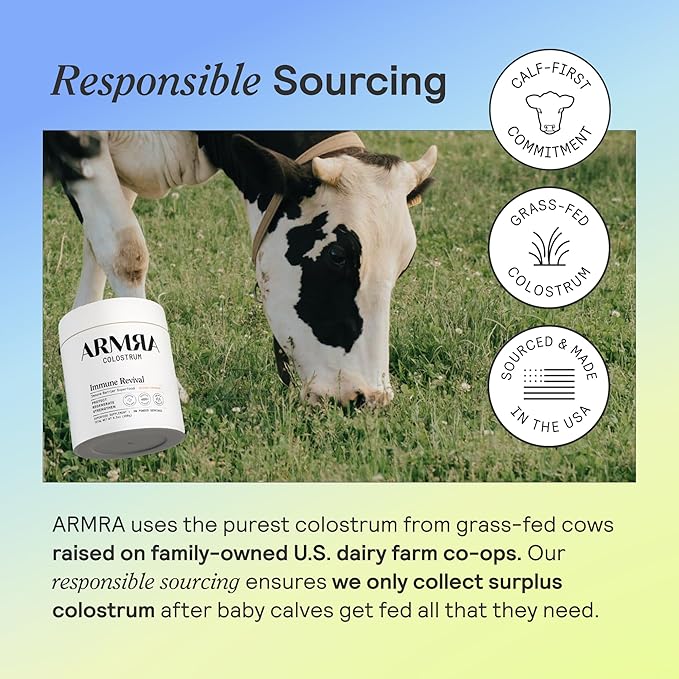 ARMRA コロストラムパウダー | ブラッドオレンジ | 腸の健康＆お腹の張り軽減 | 肌＆髪 | 免疫力 | ケト、グルテン、脂肪不使用 | 60回分