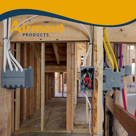Adjustable 1-Gang Electrical Box for New Construction – Heavy-Duty Grey PVC Switch & Outlet Box with Metal Bracket, ETL Listed Junction Box for Switches, Outlets & Wiring Projects