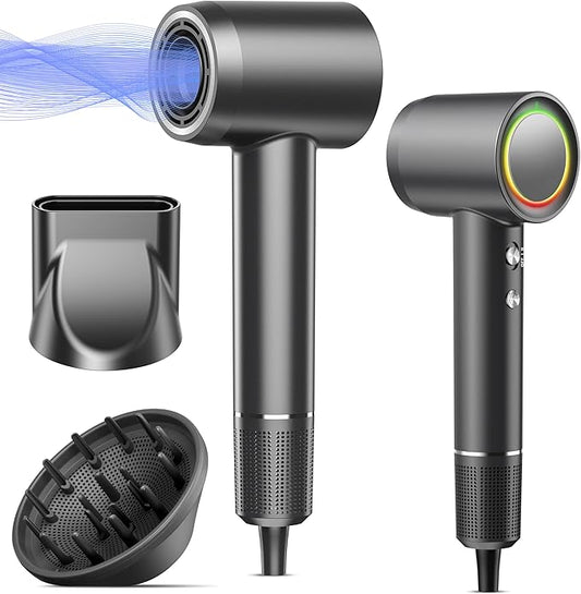 D YＳ０Ｎ Hair Dryer Alternatives, 160000RPM Professional High Speed Ionic Blow Dryer, 500 Million Negative Ions & Heat-Control & Low Noise Hairdryer & Magnetic Diffuser, Fast Drying, No Heat Damage
