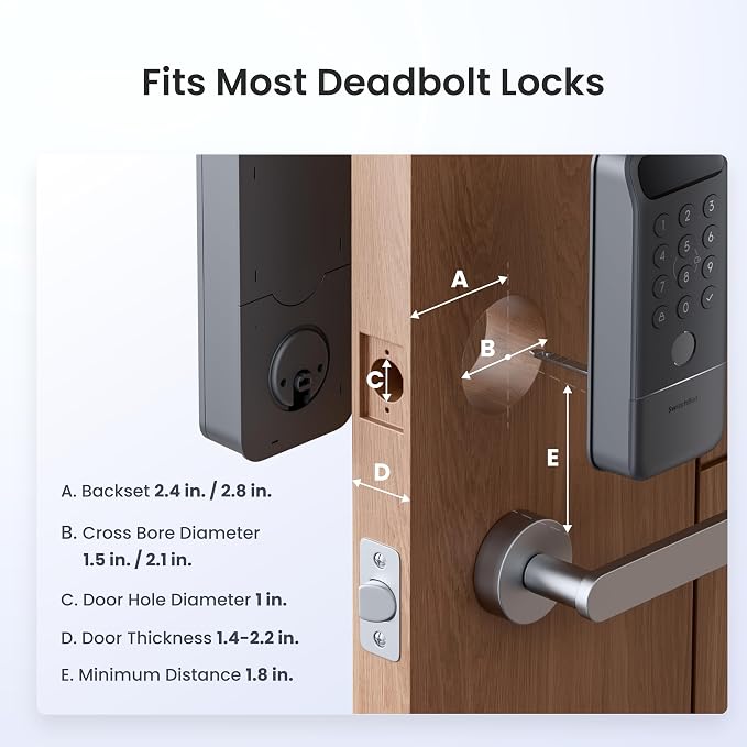 SwitchBot Lock Vision Pro Smart Lock, 3D Face Recognition + Palm Vein + Fingerprint, Keyless Entry Deadbolt for Front Door, 12-Month Battery, WiFi No Hub, Auto-Lock, Matter, Apple Home, Alexa, Google