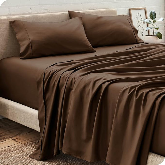 Bare Home King Sheet Set - 1800 Ultra-Soft Microfiber King Bed Sheets - Double Brushed - Deep Pockets - Easy Fit - 4 Piece Set - Bedding Sheets & Pillowcases (King, Cocoa)