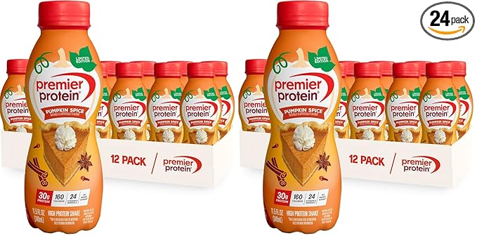 Premier Protein Shake, LIMITED EDITION Pumpkin Spice, 30g Protein, No Added Sugar, 24 Vitamins & Minerals to Support Immune Health, 11.5 fl oz (24 Pack)