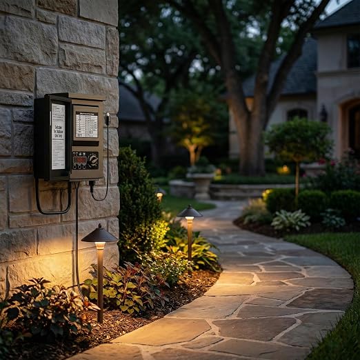 GOLDEN STAR 200W Low Voltage Transformer Outdoor Landscape Power Pack 120V AC to 12V AC with Sensor and Weather Shield for LED Lighting, Spotlight, Pathway Light, ETL Listed