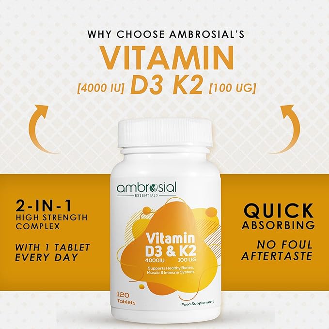 AMBROSIAL Vitamin D3 & K2 Tablets Pack of 1-120 Tablets