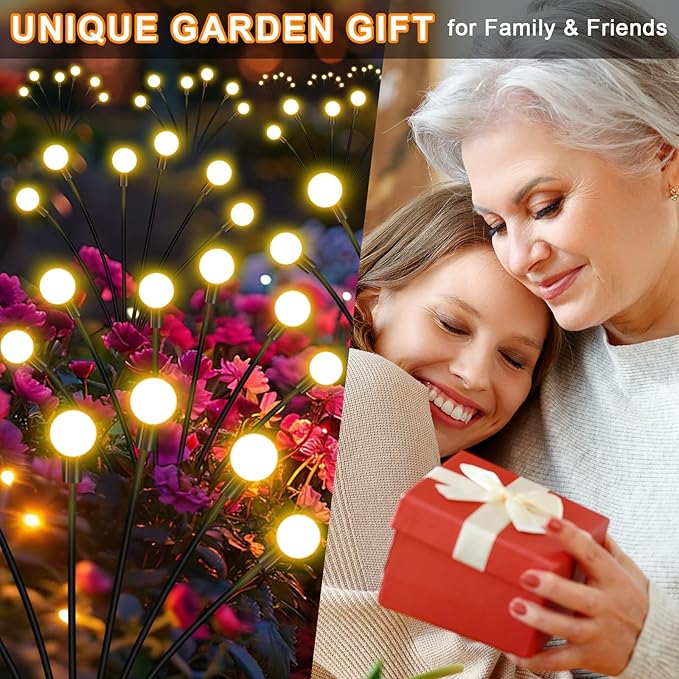 NBQQ Solar Garden Lights,8 Pack Solar Firefly Lights,Solar Lights Outdoor Decorative,Sway by Wind, High Flexibility Iron Wire & Heavy Bulb Base,Yard Patio Pathway Lawn(Warm White, 8 Pack)