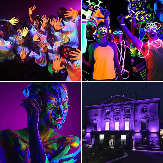 2 Pack 300W LED Blacklight, UV Black Lights for Glow Party, IP65 Waterproof Outdoor UV Floodlight for Black Light Party,Body Painting,Fluorescent Painting,Birthday Parties,Halloween