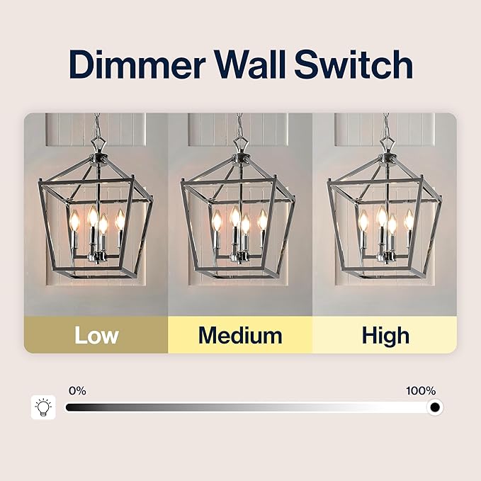 JONATHAN Y 12" Chrome Lantern Pendant Light, 1-Light Pagoda Style Metal Cage Farmhouse Hanging Ceiling Fixture for Kitchen Island, LED Bulb Included (JYL7436C)