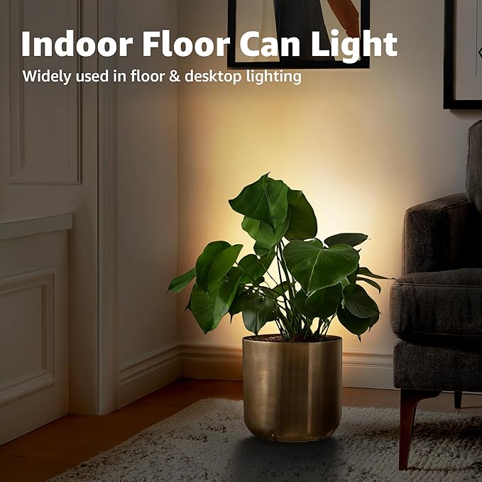 SUNVIE 2 Pack Uplighting Indoor Floor Can Light Spotlight, Up Lights Indoor Floor Spotlight with 2700K GU10 Bulbs, 5W Spot Lights for Plant Picture, 5.9 FT Plug Cord & Foot Switch