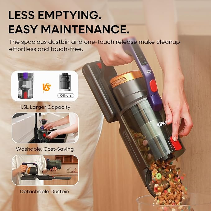 KIPMAX Cordless Vacuum Cleaner,Upgraded 650W/55KPA/70Mins/With No-Drill Charging Station Cordless Stick Vacuum Cleaner,LED Display&Aromatherapy Vacuum Cleaners for Home Pet Hair,for Hard Floor,Carpet