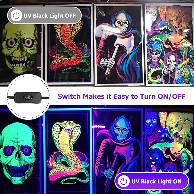 2 Pack 300W LED Blacklight, UV Black Lights for Glow Party, IP65 Waterproof Outdoor UV Floodlight for Black Light Party,Body Painting,Fluorescent Painting,Birthday Parties,Halloween