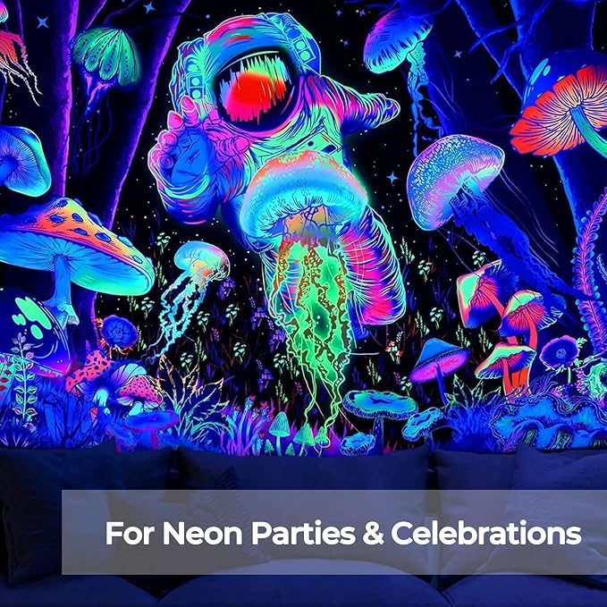 Nicpro 6 Colors Large Fluorescent Acrylic Paint Set (33.8 oz), Glow in the Black Light, Non-Toxic & Vibrant Neon Paint for Neon Party Decoration, DIY Project on Multi-Surface, Canvas, Rock, Wood Craft