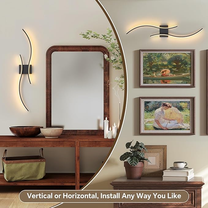 Battery Operated Wall Sconces Set of 2, Dimmable Modern LED Rechargeable Wall Light with Remote Control, Wall Decor for Living Room, Hallway, Quick Install, No Electrician Required