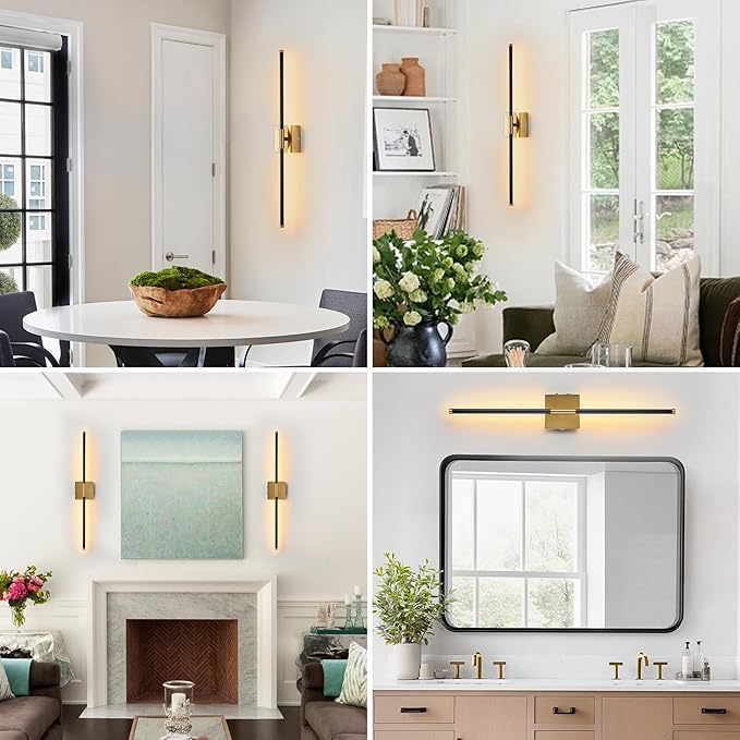 15800 mAh Battery Operated Wall Sconces with Remote Control Dimmable Wall Sconces Set of Two 3000K LED Brass Gold and Black Wireless Wall Light Battery Powered Cordless Rechargeable Sconces Decor