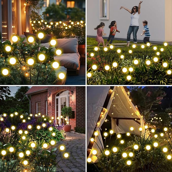 ZFNN Solar Garden Lights Outdoor, 8 Pack Solar Firefly Lights, Starburst Swaying Lights, Waterproof Garden Decor for Yard Patio Pathway Lawn, Gardening Gifts for Women, White