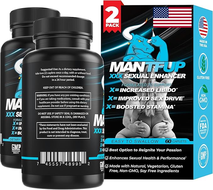 MANTFUP Daily Sexual Enhancer for Men | Boost Libido, Testosterone & Performance, Fast-Acting Enhancement | Potenciadores de Testosterona (2 Month)