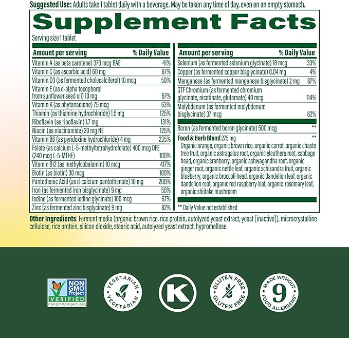 MegaFood Womens Multivitamin One Daily - Multivitamin for Women - Vitamin C, Vitamin D, Iron & B Vitamins - Bone, Energy Metabolism & Immune Support - Vegetarian, GlutenFree - 30 Tablets, 30 Servings