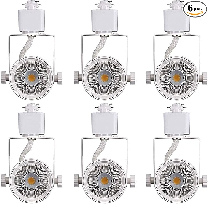 CLOUDY BAY 8W 4000K Cool White Dimmable LED Track Light Head,CRI90+ True Color Rendering Adjustable Tilt Angle Track Lighting Fixture,40° Angle for Accent Retail,White Finish,Halo Type- Pack of 6