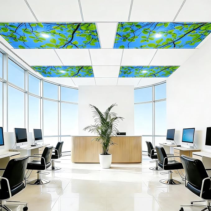 4 Pack 2x4 FT Magnetic Fluorescent Light Covers, Ceiling Light Filters for Classroom Office Home Hospital, Easy Install Decorative Drop Ceiling Panels