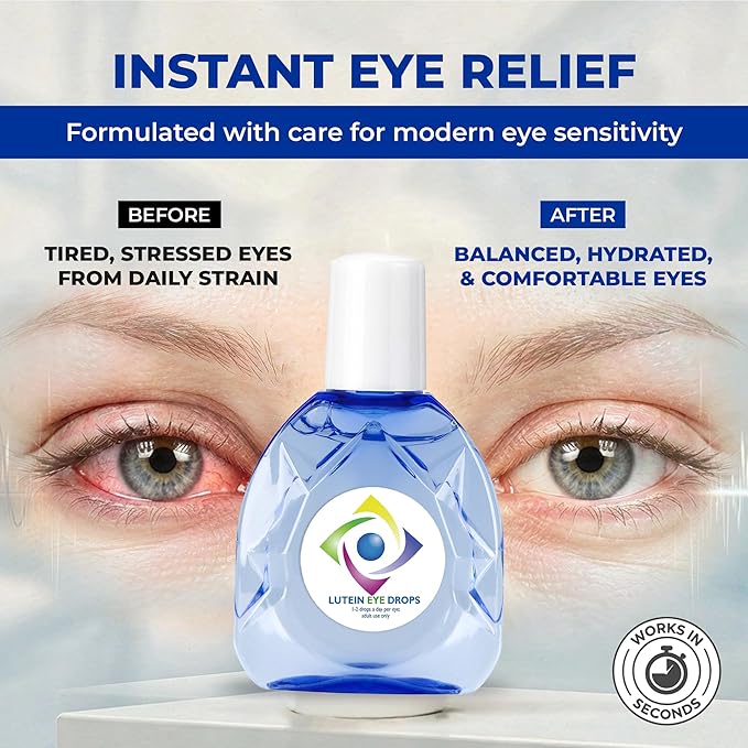 BUIE Lutein Eye Care Drops – Daily Hydration & Comfort for Dry, Tired Eyes – Preservative-Free, Lens-Friendly Formula – 0.5 fl oz (Pack of 3)