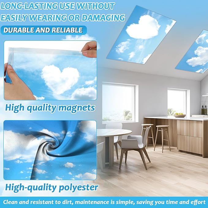 12 Pcs Fluorescent Light Covers with 120 Magnets Decorative for Classroom Ceiling Light 4 x 2 Feet Magnetic Lights Covers Filter Easy Install for Office Hospitals & Home Drop Ceiling Supplies (LOVE)