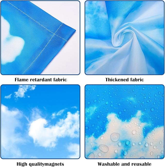 ANGSYLTH 8 Pcs Fluorescent Light Covers - 4 x 2 Feet Covers for Ceiling Lights, 8 x 10 Magnetic Light Filters for Classroom, Office, Hospitals (Blue Skies & White Clouds)