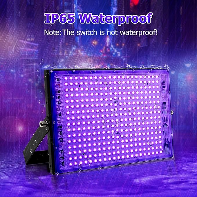 2 Pack 300W LED Blacklight, UV Black Lights for Glow Party, IP65 Waterproof Outdoor UV Floodlight for Black Light Party,Body Painting,Fluorescent Painting,Birthday Parties,Halloween