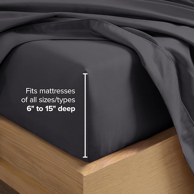 Bare Home Twin Sheet Set - 1800 Ultra-Soft Microfiber Twin Bed Sheets - Double Brushed - Deep Pockets - Easy Fit - 3 Piece Set - Bedding Sheets & Pillowcases (Twin, Forged Iron Grey)