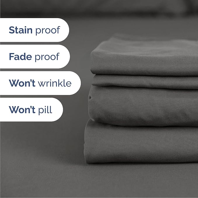 Cal King 6 Piece Sheet Set - Comfy Breathable & Cooling - Ultra-Soft Hotel Luxury Bedding Set w/ 8-16 Inch Deep Pockets - 1 Flat & 1 Fitted Sheet & 4 Pillowcases - Wrinkle Free & Easy Care - Charcoal