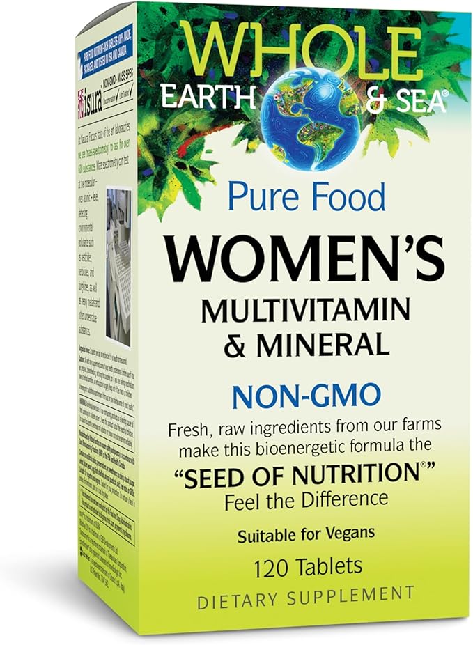 Natural Factors Whole Earth & Sea Multivitamine et minéraux pour femmes, supplément alimentaire complet, végétalien, 120 comprimés