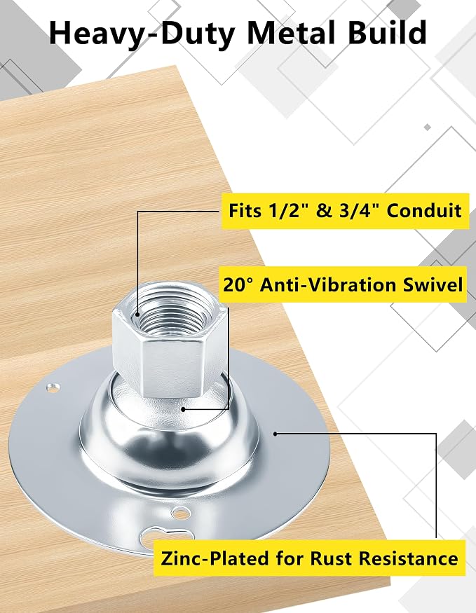 SIHAI 2-Pack 4” Round Swivel Cover, Heavy Duty Pendant Fixture Hanger for Mounting Fixtures on Flat/Sloped Ceilings, Fits 4" Round/Octagon Electrical Box