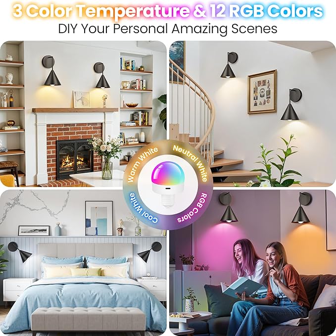 MATAMEYE Rechargeable Wall Sconce, Black Wireless Battery Operated Wall Lamp with Remote, Dimmable & Timer, Modern Industrial Indoor Light Fixture, Bulb Included