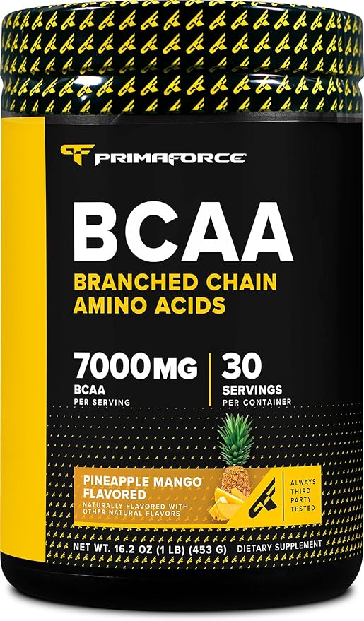 Primaforce BCAA Powder (Pineapple Mango) 30 Servings Per Container - 2:1:1 BCAAs, Post-Workout Recovery Drink with Amino Acids and Real Salt for Men & Women
