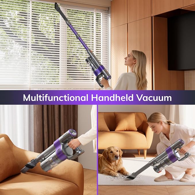 ILIFE Cordless Stick Vacuum Cleaner with Auto-Empty System for Pet Hair | Lightweight | Green LED | 5×2L Dust Bags | 2-in-1 Brush | 3-in-1 Dock | HEPA | Self-Emptying for Home/Hard Floors/Carpets