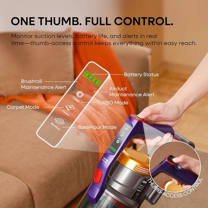 KIPMAX Cordless Vacuum Cleaner,Upgraded 650W/55KPA/70Mins/With No-Drill Charging Station Cordless Stick Vacuum Cleaner,LED Display&Aromatherapy Vacuum Cleaners for Home Pet Hair,for Hard Floor,Carpet