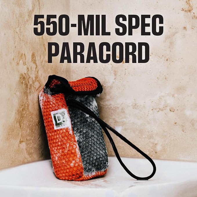Duke Cannon Supply Co. Tactical Scrubber | U.S. Military-Grade Soap Pouch | Dual-Mesh Design for Hands & Feet | 550 Mil-Spec Paracord | Durable and Versatile for Home, Outdoor, or Field Use, 2 Pack