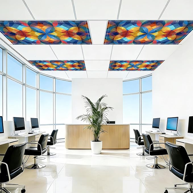 4 Pack 2x4 FT Magnetic Fluorescent Light Covers, Ceiling Light Filters for Classroom Office Home Hospital, Easy Install Decorative Drop Ceiling Panels