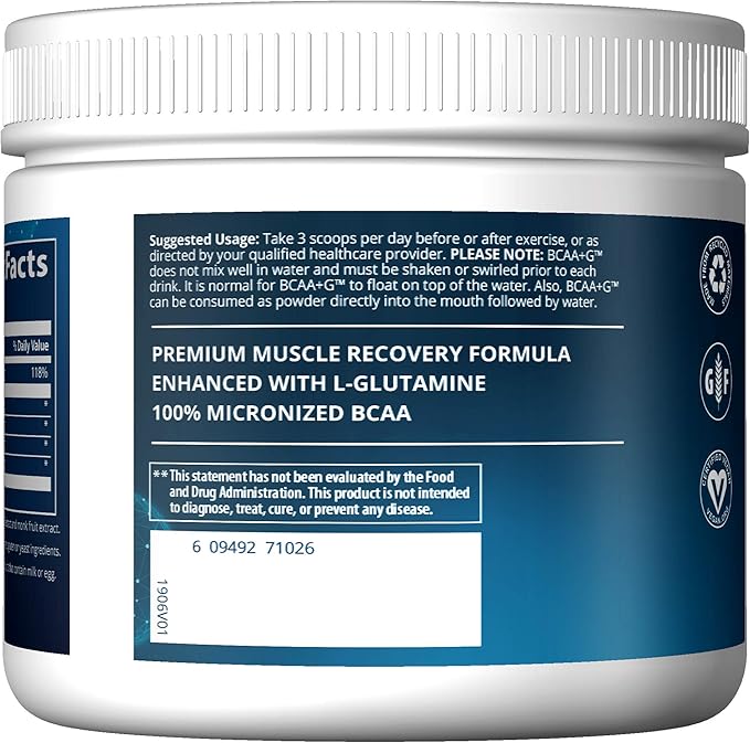 MRM BCAA + G Powder - Ultimate Recovery Drink - For Women & Men - Formula with Branched-Chain Amino Acids & Glutamine, Supports Muscle Recovery, Vegan, Keto, Gluten-Free - 27 Servings, Lemonade Flavor