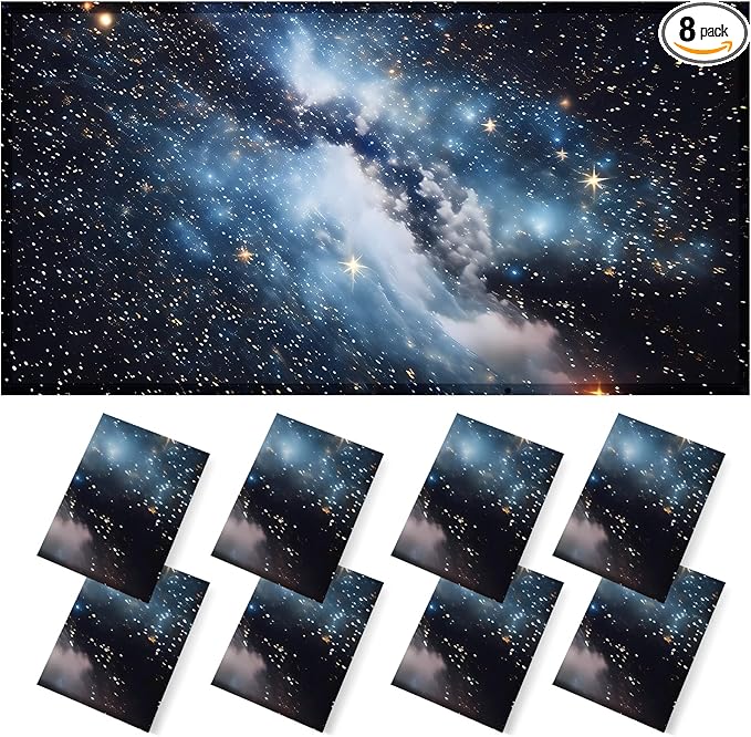 ANGSYLTH 8 Pcs Fluorescent Light Covers - 4 x 2 Feet Covers for Ceiling Lights, 8 x 10 Magnetic Light Filters for Classroom, Office, Hospitals (Galaxy)
