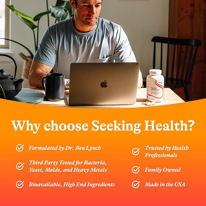 Seeking Health 最適マルチビタミン、活性型B群ビタミンおよびL-5-MTHF、リボフラビン、B6、バイオアベイラブル葉酸とB12、CoQ10、メチル化サポート、ベジタリアン（240カプセル）
