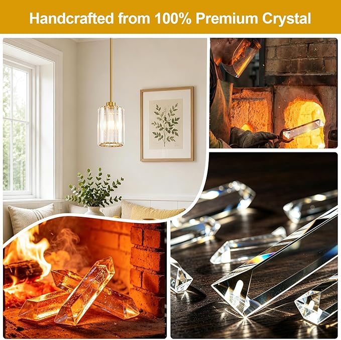 1 Pack Brushed Gold Pendant Lights Kitchen Island, Modern Crystal Chandelier Kitchen Pendant Lighting Over Island, Adjustable Hanging Mini Light Fixtures for Dining Room Hallway Corridor Bedroom