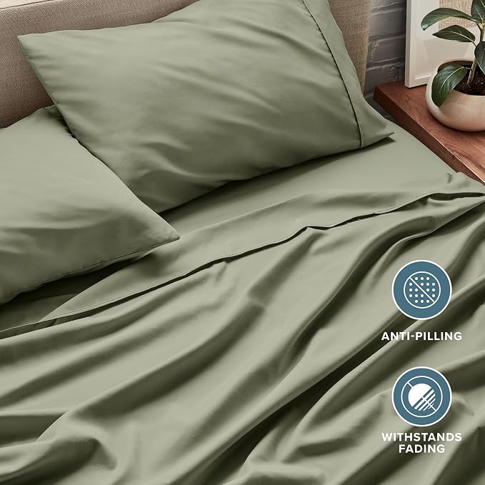 Bare Home King Sheet Set - 1800 Ultra-Soft Microfiber King Bed Sheets - Double Brushed - Deep Pockets - Easy Fit - 4 Piece Set - Bedding Sheets & Pillowcases (King, Sage)