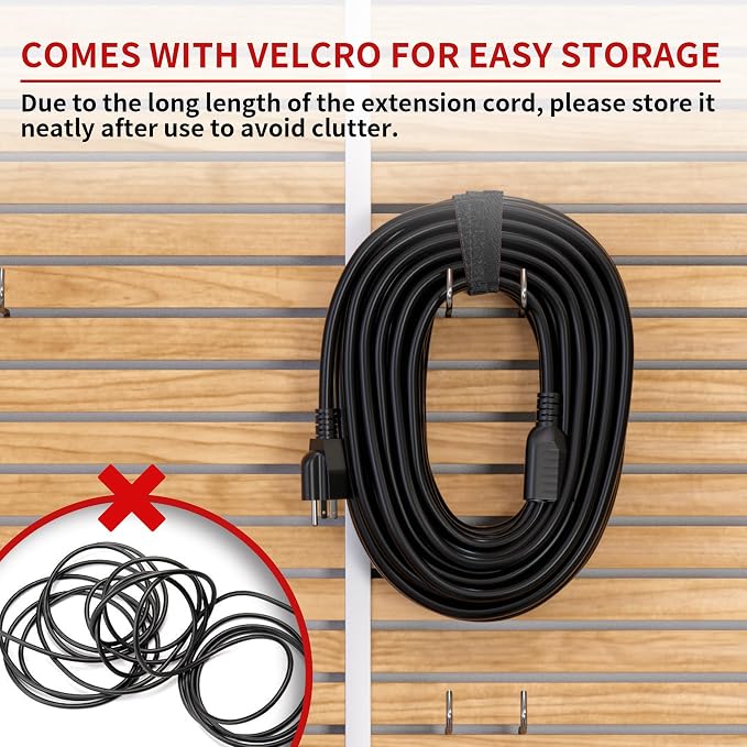 16/3 100 Ft Outdoor Extension Cord Waterproof, Weatherproof & Flame Retardant Black 3 Prong Power Cord Outside for Lawn & Garden, 16AWG 10A 1250W 125V SJTW ETL Listed