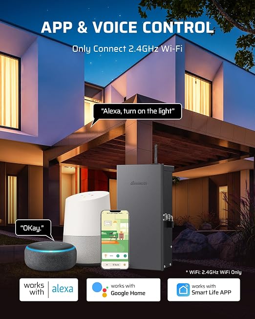 DEWENWILS 300W Low Voltage Landscape Transformer WiFi with 3 Zones, Outdoor Smart Low Voltage Transformer, 120V AC to 12/14V AC, Compatible with Alexa & Google Assistant, for Landscape Lighting