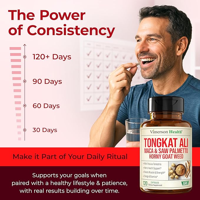 HornyGoatWeed for Men 1000mg - Male Enhancing Supplement with Tongkat Ali, Maca Root, Saw Palmetto, Panax Ginseng, Tribulus Terrestris - Horny Goat Weed for Energy, Drive & Strength, 120 capsules