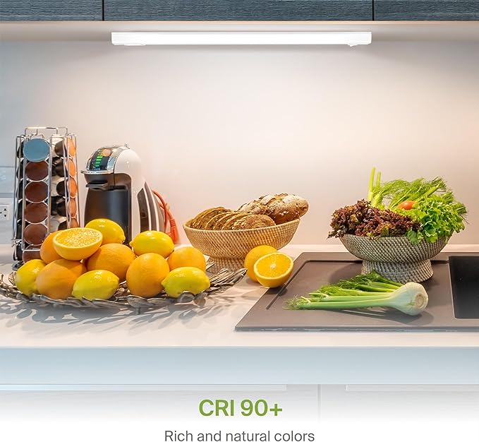 ASD LED Under Cabinet Lighting Hardwired, 24 Inch 12W 2700K-5000K Selectable, 1051LM, CRI90+, Direct Wire Linkable Under Counter Lights for Kitchen, Dimmable Under Cabinet Lights, White, UL, 12 Pack